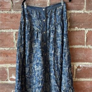 Double D Ranch Blue Patterned A-Line Skirt